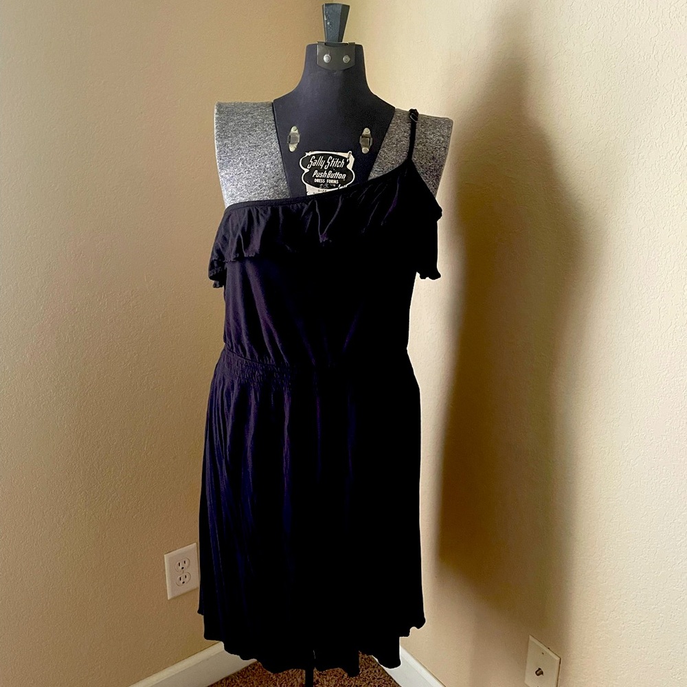 Black cotton one shoulder dress